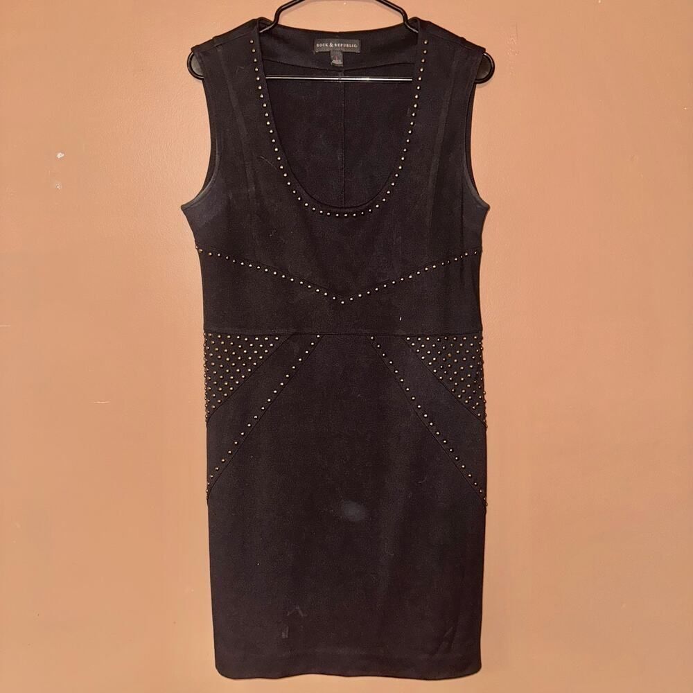 Rock & Republic Women's Studded Bodycon Dress - Black L